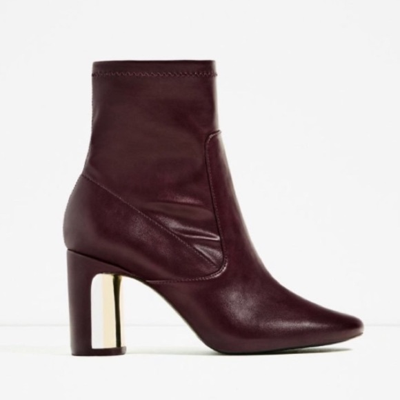 Zara Burgundy Boots - Picture 2 of 5
